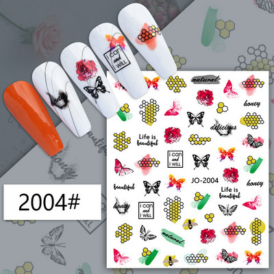 Αυτοκόλλητα νυχιών Γεωμετρικές γραμμές Μαύρα άσπρα γράμματα Loves Back Κόλλα Αυτοκόλλητα νυχιών Διακόσμηση για Συμβουλές νυχιών ομορφιά