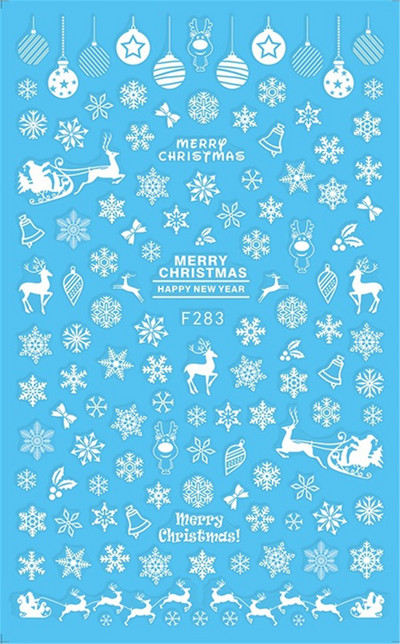 1 φύλλο τρισδιάστατο λευκό χρυσό Χριστουγεννιάτικο συρόμενο αυτοκόλλητο νυχιών Αυτοκόλλητα Νιφάδες χιονιού Πρωτοχρονιάτικα αυτοκόλλητα μεμβράνη για μανικιούρ Διακοσμητικά αυτοκόλλητα ομορφιάς