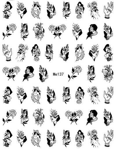 1 τεμ. Σέξι κορίτσι Αφηρημένο Γυναικείο Σχέδιο Προσώπου Τρισδιάστατα αυτοκόλλητα νυχιών Χαλκομανίες με μοτίβο χαρακτήρων Μανικιούρ Διακόσμηση νυχιών Χαλκομανίες συρόμενο