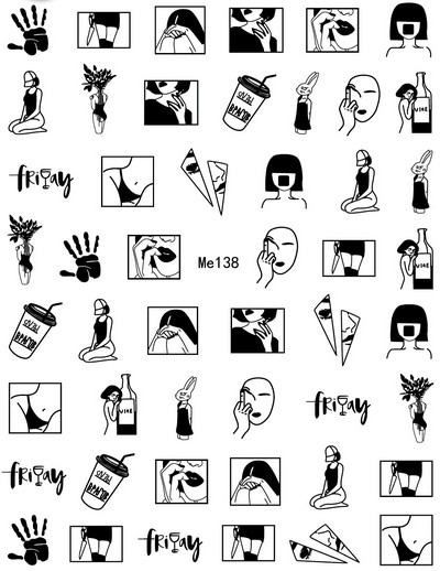 1 τεμ. Σέξι κορίτσι Αφηρημένο Γυναικείο Σχέδιο Προσώπου Τρισδιάστατα αυτοκόλλητα νυχιών Χαλκομανίες με μοτίβο χαρακτήρων Μανικιούρ Διακόσμηση νυχιών Χαλκομανίες συρόμενο