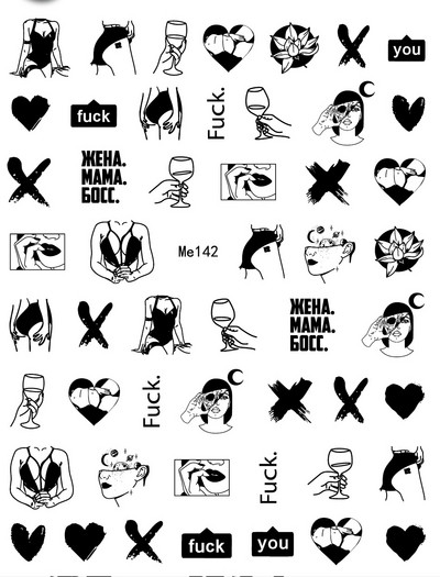 1 τεμ. Σέξι κορίτσι Αφηρημένο Γυναικείο Σχέδιο Προσώπου Τρισδιάστατα αυτοκόλλητα νυχιών Χαλκομανίες με μοτίβο χαρακτήρων Μανικιούρ Διακόσμηση νυχιών Χαλκομανίες συρόμενο