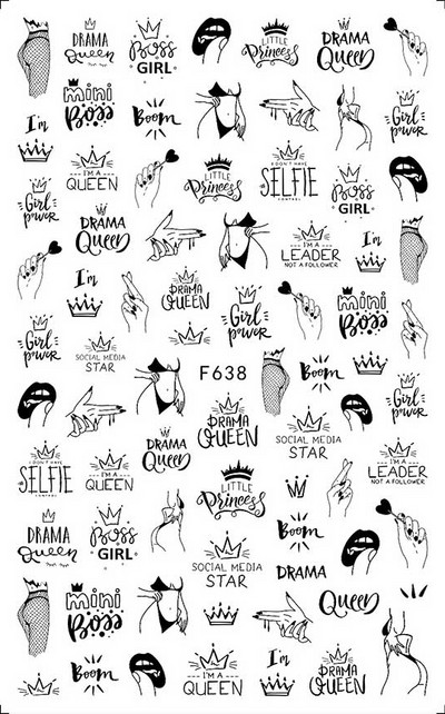 1 τεμ. Σέξι κορίτσι Αφηρημένο Γυναικείο Σχέδιο Προσώπου Τρισδιάστατα αυτοκόλλητα νυχιών Χαλκομανίες με μοτίβο χαρακτήρων Μανικιούρ Διακόσμηση νυχιών Χαλκομανίες συρόμενο