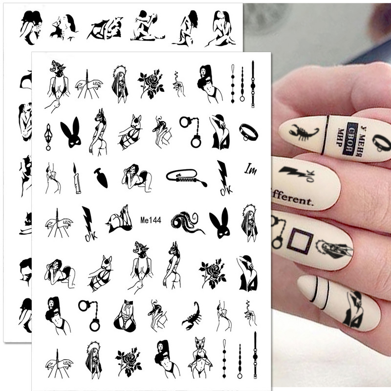 1 τεμ. Σέξι κορίτσι Αφηρημένο Γυναικείο Σχέδιο Προσώπου Τρισδιάστατα αυτοκόλλητα νυχιών Χαλκομανίες με μοτίβο χαρακτήρων Μανικιούρ Διακόσμηση νυχιών Χαλκομανίες συρόμενο