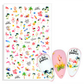 2023. aasta suvelillede flamingo küünekleebised 3D abstraktsed daami näokujunduse kleepuvad liugurmähised maniküüri küünte kaunistustega kleebised