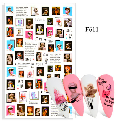 2023. aasta suvelillede flamingo küünekleebised 3D abstraktsed daami näokujunduse kleepuvad liugurmähised maniküüri küünte kaunistustega kleebised