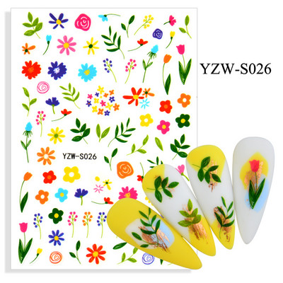 2023. aasta suvelillede flamingo küünekleebised 3D abstraktsed daami näokujunduse kleepuvad liugurmähised maniküüri küünte kaunistustega kleebised