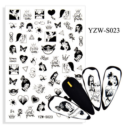 2023. aasta suvelillede flamingo küünekleebised 3D abstraktsed daami näokujunduse kleepuvad liugurmähised maniküüri küünte kaunistustega kleebised