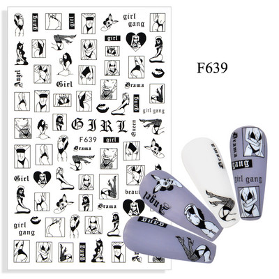 2023. aasta suvelillede flamingo küünekleebised 3D abstraktsed daami näokujunduse kleepuvad liugurmähised maniküüri küünte kaunistustega kleebised