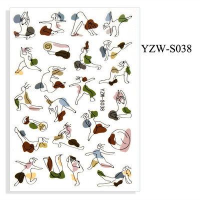 2023. aasta suvelillede flamingo küünekleebised 3D abstraktsed daami näokujunduse kleepuvad liugurmähised maniküüri küünte kaunistustega kleebised