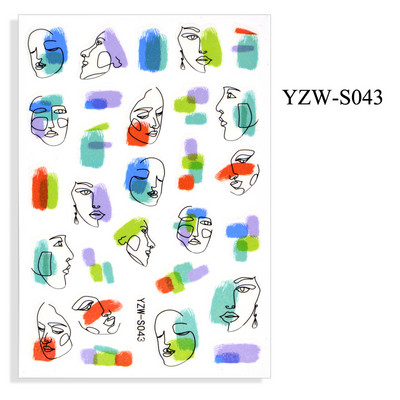 2023. aasta suvelillede flamingo küünekleebised 3D abstraktsed daami näokujunduse kleepuvad liugurmähised maniküüri küünte kaunistustega kleebised