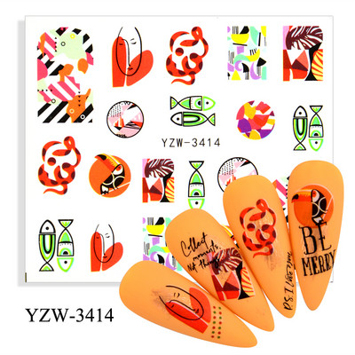 2023. aasta suvelillede flamingo küünekleebised 3D abstraktsed daami näokujunduse kleepuvad liugurmähised maniküüri küünte kaunistustega kleebised