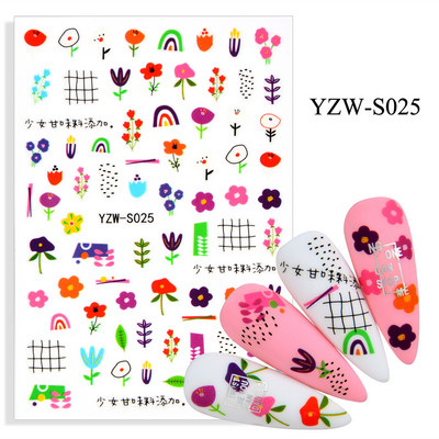 2023. aasta suvelillede flamingo küünekleebised 3D abstraktsed daami näokujunduse kleepuvad liugurmähised maniküüri küünte kaunistustega kleebised