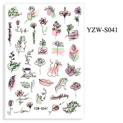 2023. aasta suvelillede flamingo küünekleebised 3D abstraktsed daami näokujunduse kleepuvad liugurmähised maniküüri küünte kaunistustega kleebised