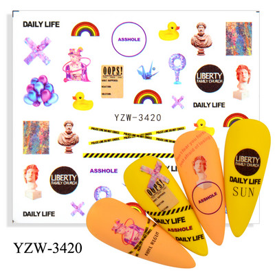 2023. aasta suvelillede flamingo küünekleebised 3D abstraktsed daami näokujunduse kleepuvad liugurmähised maniküüri küünte kaunistustega kleebised