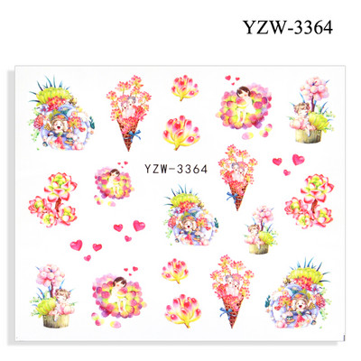 2023. aasta suvelillede flamingo küünekleebised 3D abstraktsed daami näokujunduse kleepuvad liugurmähised maniküüri küünte kaunistustega kleebised