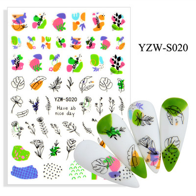 2023. aasta suvelillede flamingo küünekleebised 3D abstraktsed daami näokujunduse kleepuvad liugurmähised maniküüri küünte kaunistustega kleebised