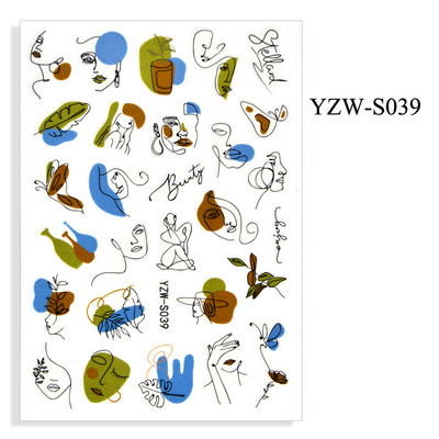 2023. aasta suvelillede flamingo küünekleebised 3D abstraktsed daami näokujunduse kleepuvad liugurmähised maniküüri küünte kaunistustega kleebised