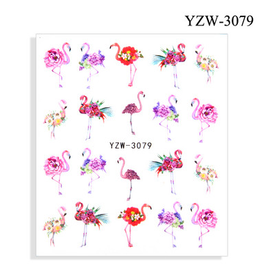 2023. aasta suvelillede flamingo küünekleebised 3D abstraktsed daami näokujunduse kleepuvad liugurmähised maniküüri küünte kaunistustega kleebised