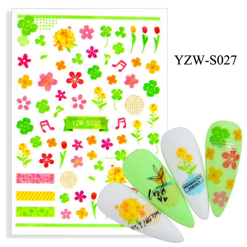 2023. aasta suvelillede flamingo küünekleebised 3D abstraktsed daami näokujunduse kleepuvad liugurmähised maniküüri küünte kaunistustega kleebised