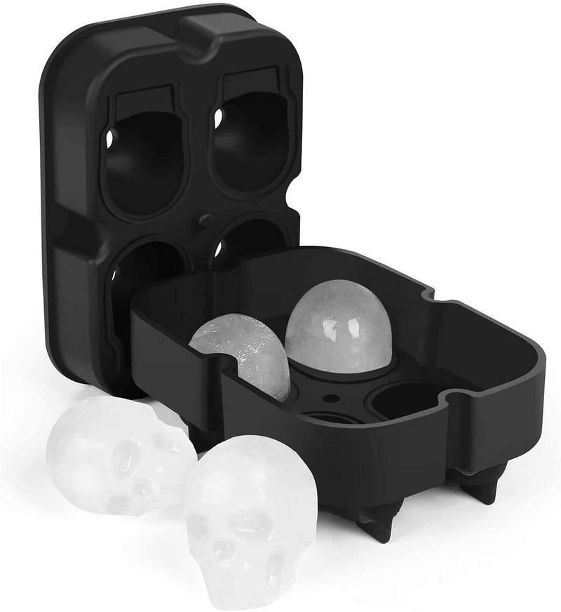 2020. aasta jääkuubikuvalmistaja isetegemine, silikageelist püstol, kuulikujuline koljukujuline kandik, vorm kodubaari pidu laheda viski veini jäätise baari tööriist