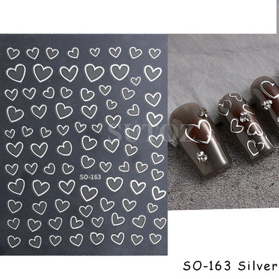 τρισδιάστατα ολογραφικά αυτοκόλλητα νυχιών Love Hearts Χρυσά μπρονζέ αστέρια Sliders Ασημί χρώμιο Nail Art DIY Διακόσμηση μανικιούρ GLBTF-S17