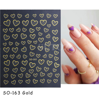 τρισδιάστατα ολογραφικά αυτοκόλλητα νυχιών Love Hearts Χρυσά μπρονζέ αστέρια Sliders Ασημί χρώμιο Nail Art DIY Διακόσμηση μανικιούρ GLBTF-S17