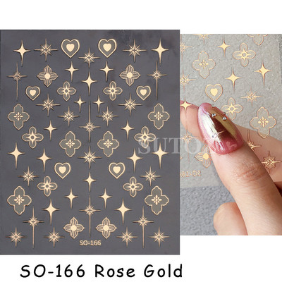τρισδιάστατα ολογραφικά αυτοκόλλητα νυχιών Love Hearts Χρυσά μπρονζέ αστέρια Sliders Ασημί χρώμιο Nail Art DIY Διακόσμηση μανικιούρ GLBTF-S17