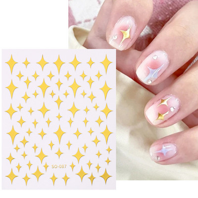 τρισδιάστατα ολογραφικά αυτοκόλλητα νυχιών Love Hearts Χρυσά μπρονζέ αστέρια Sliders Ασημί χρώμιο Nail Art DIY Διακόσμηση μανικιούρ GLBTF-S17