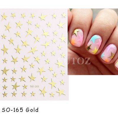 τρισδιάστατα ολογραφικά αυτοκόλλητα νυχιών Love Hearts Χρυσά μπρονζέ αστέρια Sliders Ασημί χρώμιο Nail Art DIY Διακόσμηση μανικιούρ GLBTF-S17