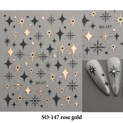τρισδιάστατα ολογραφικά αυτοκόλλητα νυχιών Love Hearts Χρυσά μπρονζέ αστέρια Sliders Ασημί χρώμιο Nail Art DIY Διακόσμηση μανικιούρ GLBTF-S17