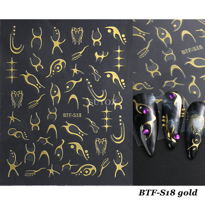 τρισδιάστατα ολογραφικά αυτοκόλλητα νυχιών Love Hearts Χρυσά μπρονζέ αστέρια Sliders Ασημί χρώμιο Nail Art DIY Διακόσμηση μανικιούρ GLBTF-S17