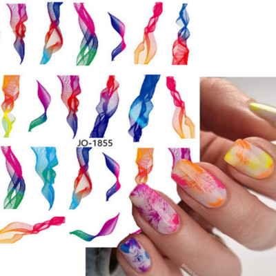 Μπλε μάρμαρο εφέ 3D Golden Wave Line Nails Art Αυτοκόλλητα Χρυσό μπρονζέ συρόμενο αυτοκόλλητο γεωμετρικές γραμμές Άνοιξη αυτοκόλλητα διακόσμηση