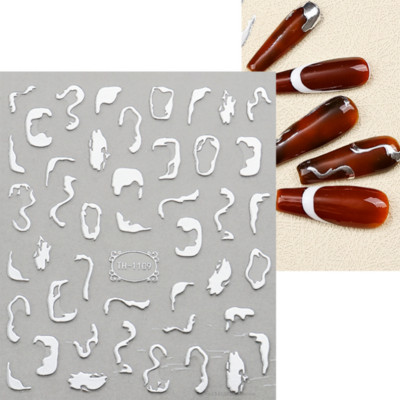 Μπλε μάρμαρο εφέ 3D Golden Wave Line Nails Art Αυτοκόλλητα Χρυσό μπρονζέ συρόμενο αυτοκόλλητο γεωμετρικές γραμμές Άνοιξη αυτοκόλλητα διακόσμηση