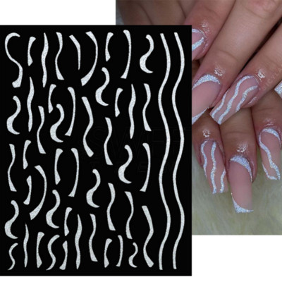 Μπλε μάρμαρο εφέ 3D Golden Wave Line Nails Art Αυτοκόλλητα Χρυσό μπρονζέ συρόμενο αυτοκόλλητο γεωμετρικές γραμμές Άνοιξη αυτοκόλλητα διακόσμηση