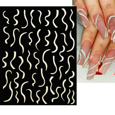 Μπλε μάρμαρο εφέ 3D Golden Wave Line Nails Art Αυτοκόλλητα Χρυσό μπρονζέ συρόμενο αυτοκόλλητο γεωμετρικές γραμμές Άνοιξη αυτοκόλλητα διακόσμηση