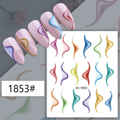 Μπλε μάρμαρο εφέ 3D Golden Wave Line Nails Art Αυτοκόλλητα Χρυσό μπρονζέ συρόμενο αυτοκόλλητο γεωμετρικές γραμμές Άνοιξη αυτοκόλλητα διακόσμηση