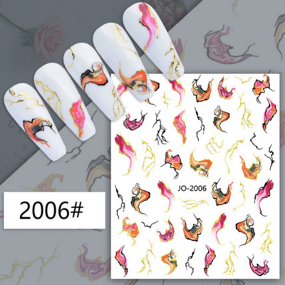 Μπλε μάρμαρο εφέ 3D Golden Wave Line Nails Art Αυτοκόλλητα Χρυσό μπρονζέ συρόμενο αυτοκόλλητο γεωμετρικές γραμμές Άνοιξη αυτοκόλλητα διακόσμηση