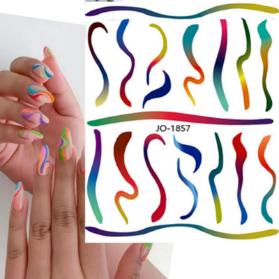 Μπλε μάρμαρο εφέ 3D Golden Wave Line Nails Art Αυτοκόλλητα Χρυσό μπρονζέ συρόμενο αυτοκόλλητο γεωμετρικές γραμμές Άνοιξη αυτοκόλλητα διακόσμηση