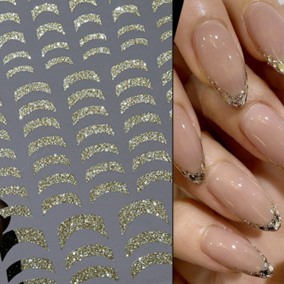 Μπλε μάρμαρο εφέ 3D Golden Wave Line Nails Art Αυτοκόλλητα Χρυσό μπρονζέ συρόμενο αυτοκόλλητο γεωμετρικές γραμμές Άνοιξη αυτοκόλλητα διακόσμηση