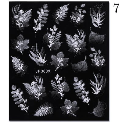 1 list bijelih reljefnih cvjetnih čipki 5D naljepnica s naljepnicama Wedding Nail Art dizajni Cvjetni cvjetni prijenos naljepnica s japanskom geometrijom