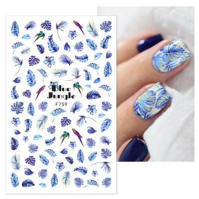 1 list bijelih reljefnih cvjetnih čipki 5D naljepnica s naljepnicama Wedding Nail Art dizajni Cvjetni cvjetni prijenos naljepnica s japanskom geometrijom