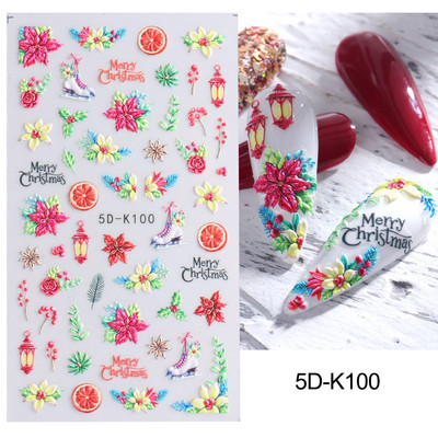 5D лилави цветя Стикери Стикери за изкуство за нокти Релефен дизайн на цветя Лепило Акрилни плъзгачи за нокти Декорации Маникюр TR5D-K045