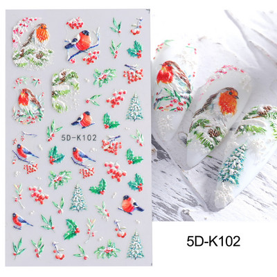 5D лилави цветя Стикери Стикери за изкуство за нокти Релефен дизайн на цветя Лепило Акрилни плъзгачи за нокти Декорации Маникюр TR5D-K045