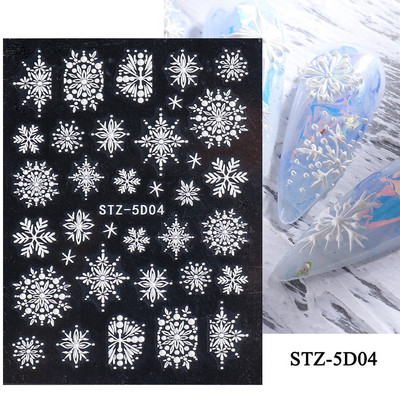 5D лилави цветя Стикери Стикери за изкуство за нокти Релефен дизайн на цветя Лепило Акрилни плъзгачи за нокти Декорации Маникюр TR5D-K045