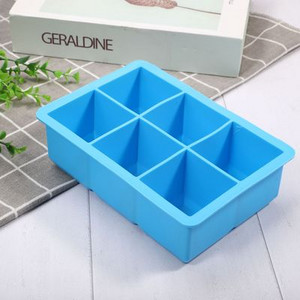 Be BPA, 6 dideli ledo padėklai, formelės milžiniškos, didelės maistinės klasės silikoninės ledo kubelių kvadratinės formos formelės „pasidaryk pats“ ledo gaminimo aparatas
