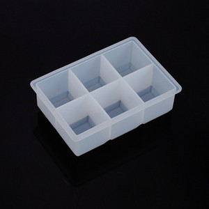 Be BPA, 6 dideli ledo padėklai, formelės milžiniškos, didelės maistinės klasės silikoninės ledo kubelių kvadratinės formos formelės „pasidaryk pats“ ledo gaminimo aparatas