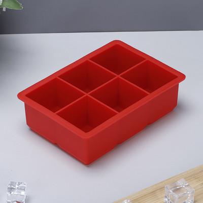 Be BPA, 6 dideli ledo padėklai, formelės milžiniškos, didelės maistinės klasės silikoninės ledo kubelių kvadratinės formos formelės „pasidaryk pats“ ledo gaminimo aparatas