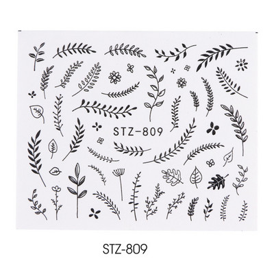 1 tk küünte veeülekande kleebis Lineaarne lillemuster, küünekunsti kaunistused küünte maniküüri jaoks mõeldud liugur Vesimärgi fooliumid CHSTZ645