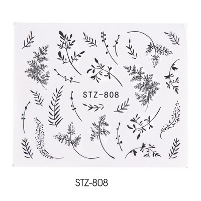 1 tk küünte veeülekande kleebis Lineaarne lillemuster, küünekunsti kaunistused küünte maniküüri jaoks mõeldud liugur Vesimärgi fooliumid CHSTZ645