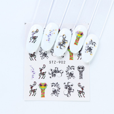 1 tk küünte veeülekande kleebis Lineaarne lillemuster, küünekunsti kaunistused küünte maniküüri jaoks mõeldud liugur Vesimärgi fooliumid CHSTZ645